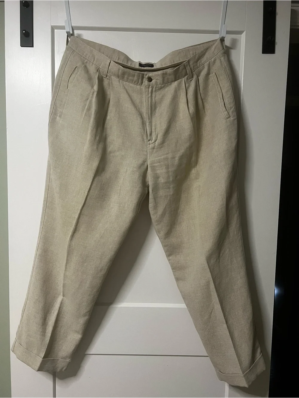 Vintage Dockers Men's Beige Linen Blend Pleated Pants 42x30